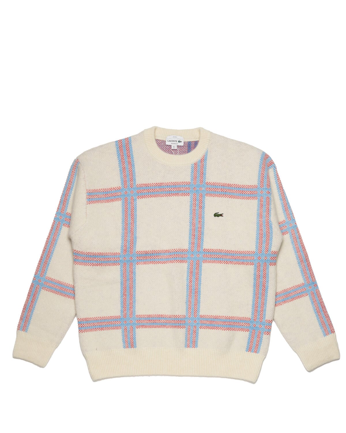 Lacoste Crew Neck Checked Blend Wool Jacquard Sweater | AH0487-7D1